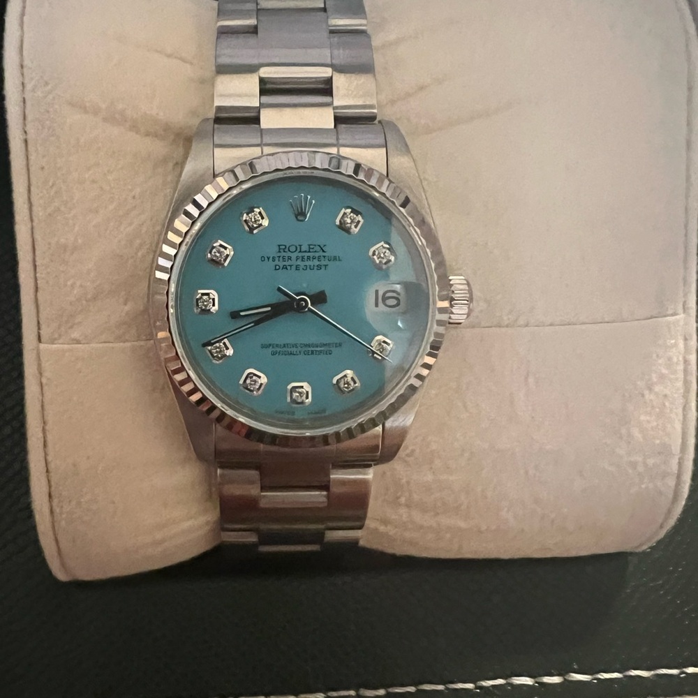 Rolex Tiffany blue dial with diamonds , 31mm